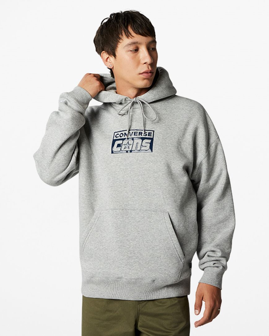 Pánské Mikiny S Kapucí Converse CONS Fleece Pullover Šedé | CZ 31FLA54